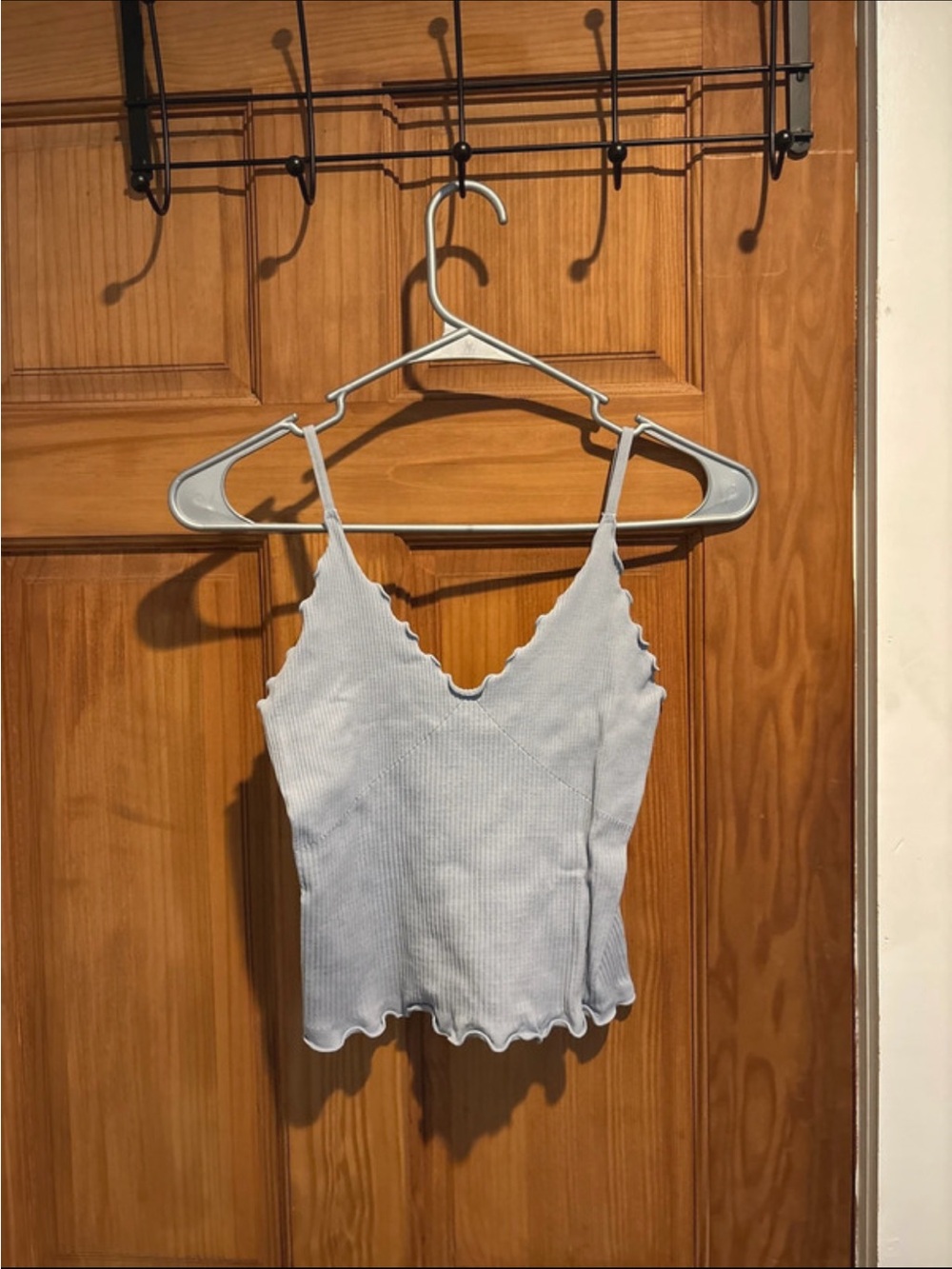 Light Blue Ribbed V‑Neck Cami Tank Top - Women